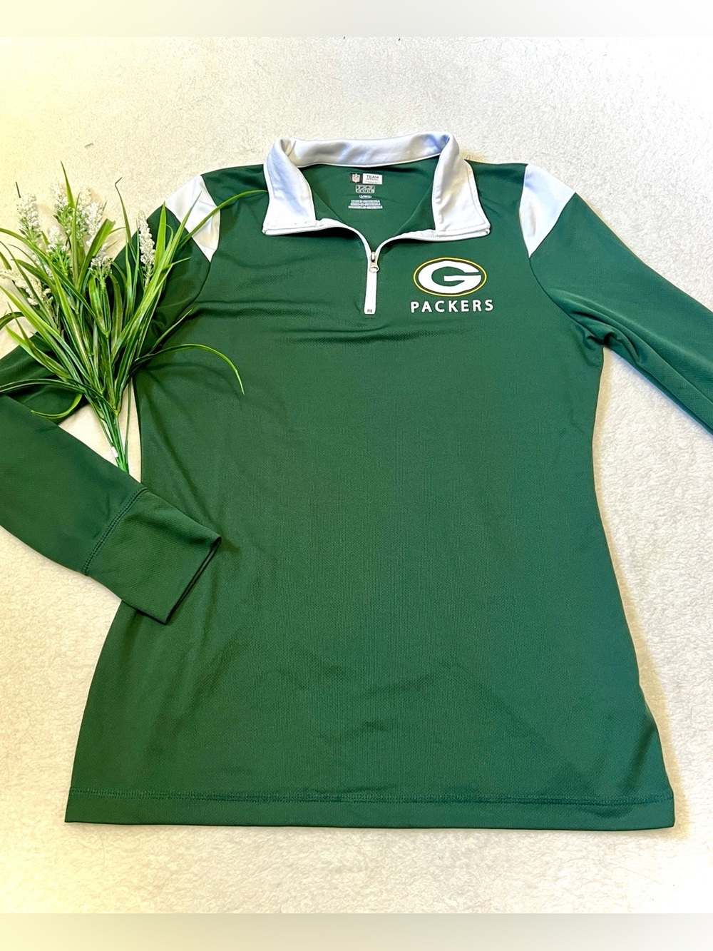 NFL Women's Green Bay Packers Quarter Zip Top - Large